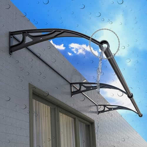 Dörrtak i aluminium med dräneringsspår utomhus polykarbonatmarkis för entré vind/regn/snöskydd UV-sköld tyst design hållbar och stilfull.