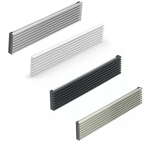 Rejilla de Aireación para Horno de Cocina – Ventilación Superior o Inferior para Mueble Empotrable – 8 Lamas, 598x124mm - Modulo 60 – Blanco, Negro, Cromo Mate, Inox (Negro)