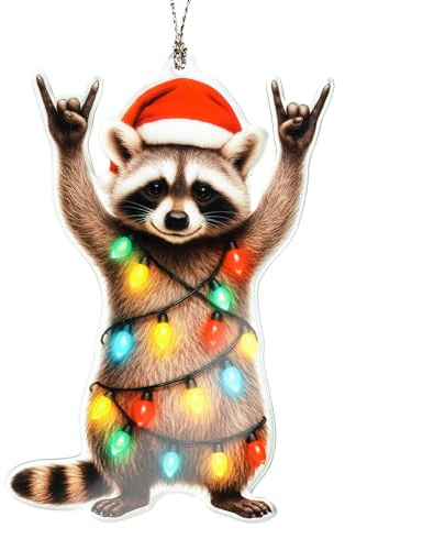 Funny Christmas Ornament - Raccon Gifts Christmas Ornaments 2026 - Animal Lovers Gifts - Acrylic Funny Ornament Decoration for Tree - Gift for Friends, cowoker, Men, Women, Office