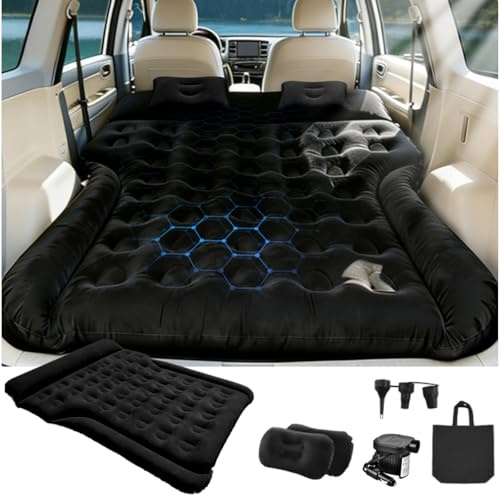 Materasso Auto, Universale Materasso ad aria per SUV MPV VAN nel bagagliaio 185x140x20cm, Mmaterasso Gonfiabile Auto Portatile e Comodo Campeggi Letto per Viaggi, Attività Interne ed Esterne (Nero)