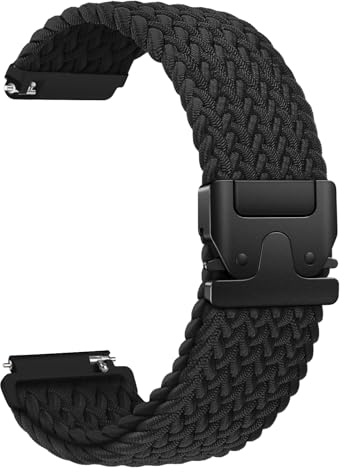 Joehwerr Compatible for Samsung Galaxy Watch 3 Strap 45mm/Watch 46mm/Gear S3 46mm and Garmin Vivoactive 4/venu 2/venu 2s/forerunner 965/255/265, All 22mm Braided Stretchy Nylon Sport Band, Black