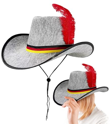 Genérico Filzhüte für Damen, Oktoberfest-Hut, mit verstellbarem Band, Design in Schwarz, Rot, Gelb, für Oktoberfest, Kostümparty, Cosplay