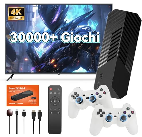 T3 Max Retro Game Stick,30000+ giochi&14 emulatori,console di gioco retrò con doppio sistema Android e gaming,WiFi 2.4G+5G,uscita 4K,64G console di gioco portatile con doppio controller wireless 2.4G