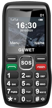 Guwet 2G Big Button Mobile Phone for Elderly, 2G Basic Phone with SOS Emergency Button | Large Buttons | Large Volume | 1600mAh Battery | Flashligh | FM Radio | Black