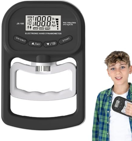 Dinamometro per la forza della presa della mano, tester digitale di forza 180 kg, manometro intelligente per la presa della mano, misuratore di fitness portatile, ergonomico per dispositivo di