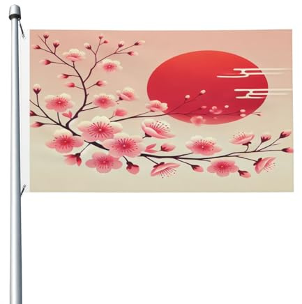 Flores De Cereza Asiática En Japón Banderas Decorativas 90X150Cm Colgante Doble Cara Bandera Del Patio Banderas Para Patio Fiesta Césped