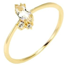 Ring Frauen Verlobung, Freundschaftsringe Freundinnen Schmal mit Moissanit 9K Gelbgold Größe 56 (17.8)