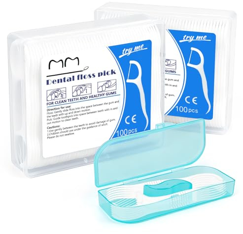 NARHOR 200 pièces Fils Dentaire Avec Manche, Nettoyage efficace des dents et des gencives, cure-dents pour fil dentaire avec boîte de rangement