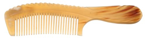 PAMINGONO Pettine Districante in Corno di Mucca 18 Cm Denti Fini Antistatici e Manico Ergonomico, Pettine Portatile la Cura di Barba e Chioma Uomo e Donna, Strumento Professionale