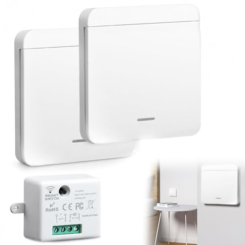 Interrupteur Va Et Vient Sans Fil, 3 pièces Interrupteur Sans Fil Sans Pile, Wireless Lighting Switch, Interrupteur Sans Fil Va Et Vient, Va Et Vie nt Sans Fils, pour Maison Intelligente
