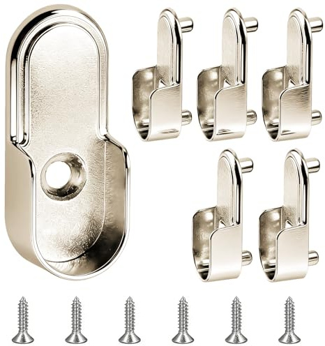 6 Pièces Support Penderie,Supports Robustes pour Barres Support Barre Penderies Penderie en Alliage de Zinc Fixation Tringle Ronds Argentés,Taille Compacte.
