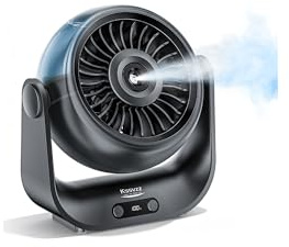 Kssvzz USB Desk Fan with Mist Cooling - 5000mAh Silent Electric Table Misting Fan with 5 Speeds, Digital Display, 90° Rotatable, Portable Desktop Powerful Fans for Bedroom Office Home (Black)