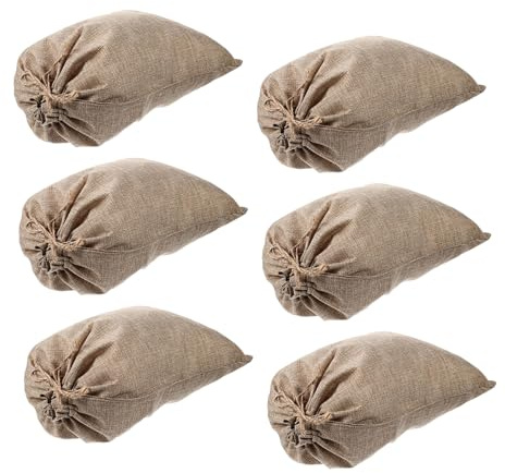 SHERCHPRY Sacchetti in Juta Beige Coulisse 6 Pezzi, Sacchetti Riutilizzabili Traspiranti per Conservazione di Piante e Verdure, Dimensioni 20x30 Cm