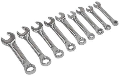 Sealey Siegen S01157 9PC Stubby Combination Spanner Set, Silver