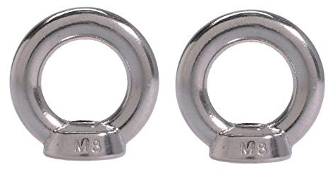 US STAINLESS 2 Pieces Stainless Steel 316 M6 Lifting Eye Nut 6mm Marine Grade Heavy Duty Pitch of 1