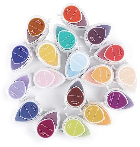 Stempelkissen Set, 40 farbiges Wassertropfen Form Bastel Stempelkissen Regenbogen finger Stempelkissen für Scrapbooking Stempel aus Holzgewebe