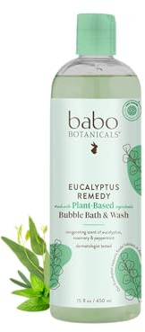 Babo Botanicals Eucalyptus Remedy 2-in-1 Bubble Bath & Wash - Invigorating Eucalyptus, Rosemary & Peppermint - For all ages - EWG Verified - Vegan