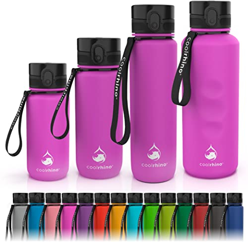 coolrhino Trinkflasche 350ml für Sport, Kinder, Schule, Fitness & Outdoor - Wasserflasche auslaufsicher und Bpa frei - Flasche für Kohlensäure geeignet (Rhino Pink, 350ml)