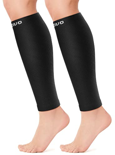 CAMBIVO Manchon Compression Mollet 2 Paires, Bas de Contention Femme Homme, Chaussettes de Contention sans Pied, pour Circulation Sanguine Jambes, Varicose Vein, Sport Course a Pied Vélo Voyage Avion