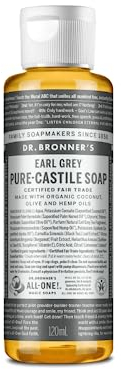 Dr. Bronner's Savon naturel 18 en 1 | Earl Grey | Savon liquide organique | Vegan | Bio | Gel douche, savon pour les mains, shampooing et bien plus encore | à l'huile de noix de coco, d'olive et de