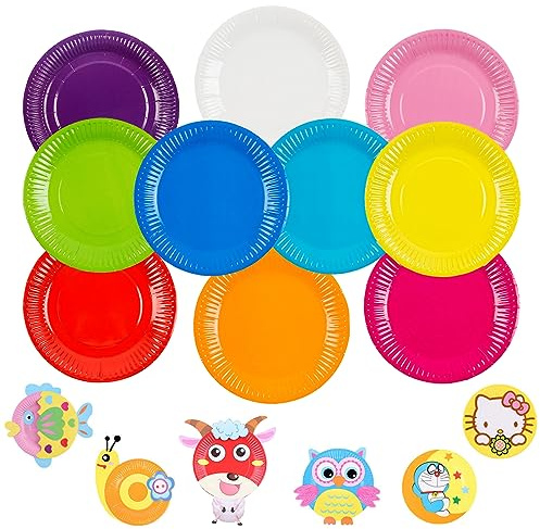 Funmo - Platos de cartón de 100 unidades, redondos, lisos, 18 cm, desechables, para fiestas y ocasiones especiales