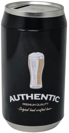 Hucha metálica Reutilizable con Forma de Lata de Cerveza, 50 cl (16 x 8 cm)