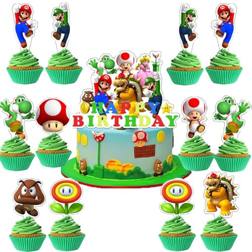 Decoracion para Tartas Infantiles,25 Piezas Decoracion Tartas Cumpleaños, Decorar Tartas de Cumpleaños, Adornos Tartas Cumpleaños,Temas de Animación Populares (K)