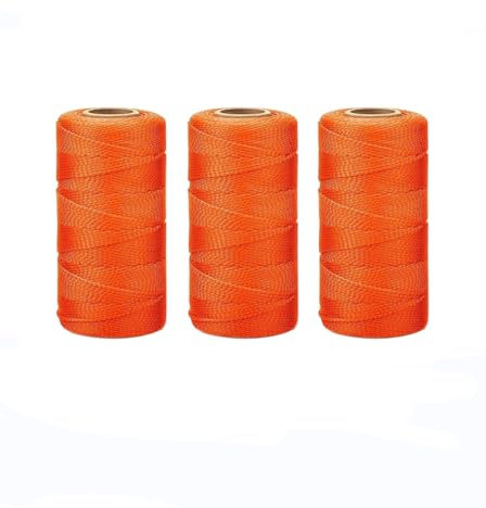 Mabellumia Mason, 3 rotoli di filo di nylon intrecciato #18, spago di nylon per costruzione di attrezzi da giardinaggio o muratura, paesaggistica, recinzioni, progetti fai da te (150 m, arancione)
