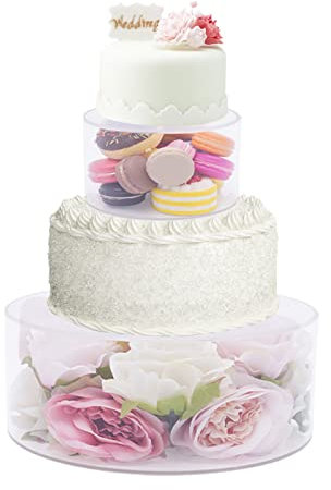 Acryl Tortenständer Füllbare Klare Acryl-Kuchenständer Tortenplatte Multifunktional Klar Tortentrenner Rund Tortenplatte Set Acryl-Kuchen-Display-Board Torten Zwischenbox für Hochzeit, Geburtstag