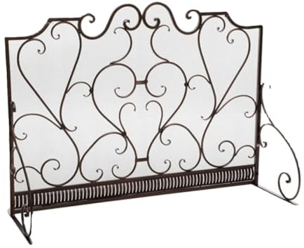 Grille pare-étincelles pour fournaise Pare-feu de cheminée vintage en métal autoportant avec maille, séparateur décoratif résistant au feu et protection de sécurité Pare-étincelles autoportant(Bruin)