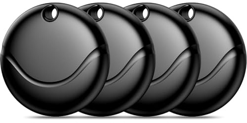 Smart Air Tracker Tag 4 Pack Negro, Buscador de Objetos Bluetooth Funciona con Buscar Apple (sólo iOS), Localizador Bluetooth, Rastreador para Llaves, Cartera, Mochila, Batería Reemplazabl