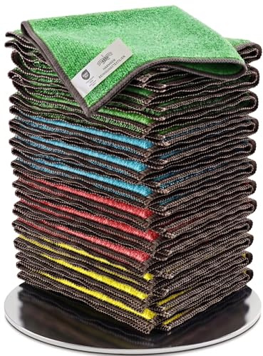 Wowtowelz Mikrofasertücher für Küche, Bad, Haushalt und Auto - Reinigungstücher, Putzlappen, Wischtücher aus recyceltem Plastik 12er Set - 40x40cm - Mixed