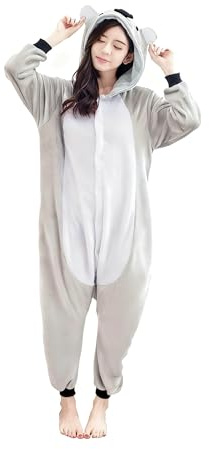 Ovender Cosplay Pijama Kigurumi Disfraz Animale Mono de una Pieza Carnaval Navidad Halloween Adultos Unisex Mujer Hombre Ropa Interior Espectáculo Invierno (L/XL, Koala Gris Blanco)