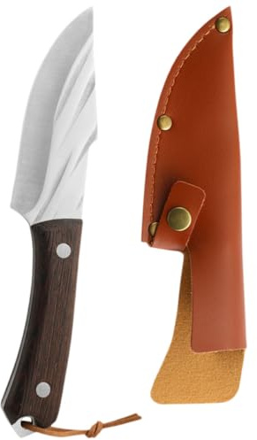 Angoily Cuchillo Multiusos para Carne de Acero Inoxidable con Funda Portátil Hoja Resistente y Mango Ergonómico Adecuado para Barbacoa Camping y Uso Exterior