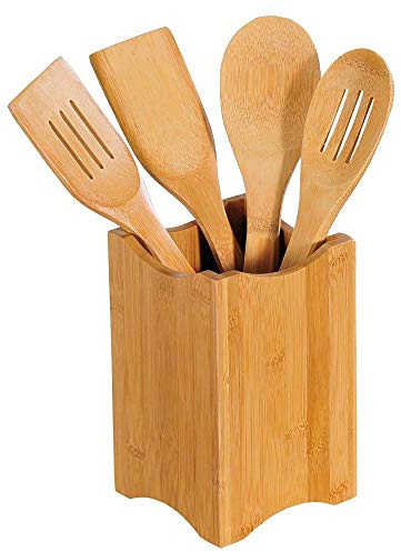 Kesper Küchenhelfer 5er Set, aus Bambus hergestellt, FSC-Zertifiziert, praktisch und dekorativ, Maße: 30 x 6X 0,7 cm und 11 x 11 x 18 cm, 81101