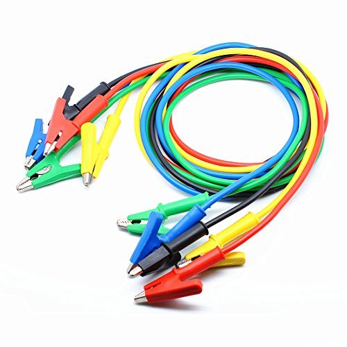 Oiyagai 5 Farben 4mm Doppel-Ende Alligator Clips Testleitungen, Länge 1m, für Multimeter oder Labor-Elektroprüfung