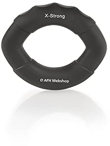 AFH Webshop Silikon Handtrainer und Fingertrainer | EasyFlex Premium Qualität | ergonomischer Fingertrainer Ring | Greifkraft Griffkraft Trainer (Länge: 8 cm, grau | sehr-stark)