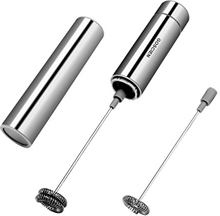 Schiumalatte Frustino Montalatte Elettrico, Milk Frother Mixer per Drink con Frustino in Acciaio Inox e tubo di stoccaggio, Schiumino per Cappuccino, Caffè Schiumoso, Latte Macchiato (Elettrico)