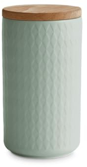SPRINGLANE Keramik Vorratsdosen mit Holzdeckel Mint, Kautschukholz-Deckel, Aufbewahrungsdosen, Frischhaltedosen - 1x Hellgrün: 10x18cm