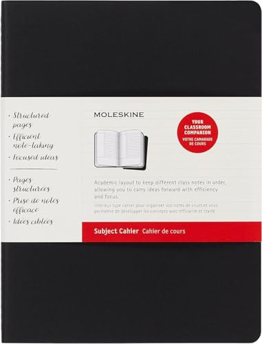 Moleskine Subject Cahier Journal, Set di 2 Quaderni per Appunti, Copertina in Cartoncino, Layout Accademico, Colore Nero & Rosso Mirtillo, 160 Pagine, Formato Extra Large 19 x 25 cm
