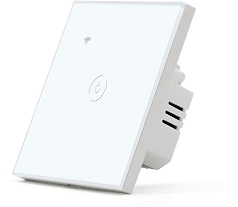 BSEED Smart Alexa Lichtschalter 1 Fach 1 Weg Wifi Smart Touch Wandlichtschalter Arbeitet mit Tuya/Alexa/Google Glas-Touchscreen-Schalter Weiß(Nur 2,4 GHz Wlan, NeutralDraht Erforderlich)