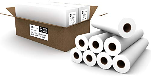 ACYPAPER 8 Rolls Value Pack. 24 x 150 Plotter Paper, 20 lb. Bond, CAD Paper Rolls for Wide Format Ink Jet Printers