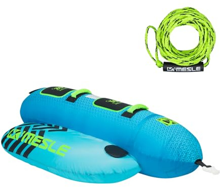 Mesle Pack Bouée Tractée Banane Torpedo avec Corde, 2-4 Places, Gonflable Bouée Bateau & Jet Ski Nautique, Bouée Tractable Nautique pour Enfants & Adultes
