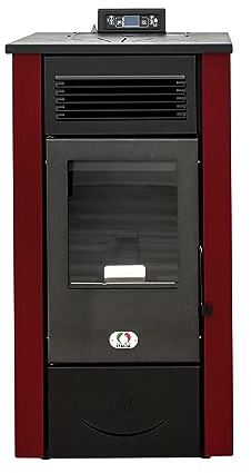 STUFE A PELLET ITALIA Canada 14 KW | Pelletöfen Effizienz 89% Heizt 130m² Autonomie 15 Std. Programmierbar 5 Geschwindigkeiten und Leistungsstufen 24 Monate Garantie Rot