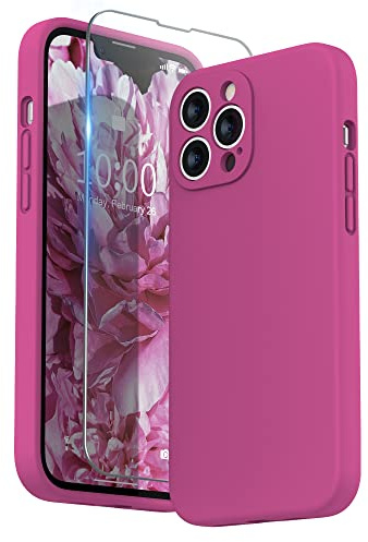 SURPHY für iPhone 13 Pro Max Hülle Silikon mit Displayschutzfolie | Case mit Kameraschutz Stoßfeste Handyhülle für 6,7 mit Erhöhter Randschutz