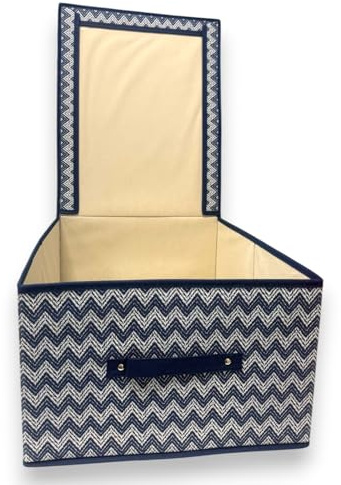 KORAT Set Organizzatori Armadio e Cassetti Salvaspazio in Tessuto con Motivo Geometrico Blu Contenitori Pieghevoli Multiuso in Diverse Misure e Modelli, Ideali per Vestiti, Biancheria (40x50x25 cm)