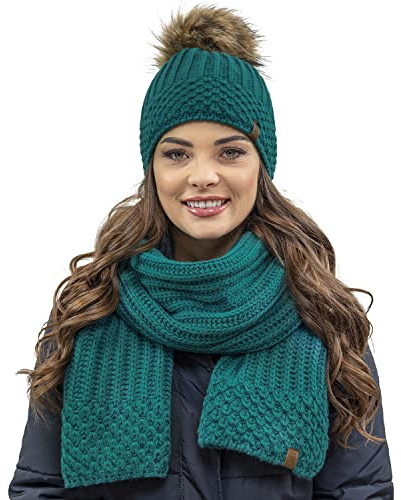VIVISENCE Wintermütze Mit Bommel Damen Warmes Ideal Für Kalte Wintertage 7016
