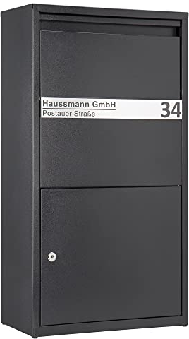 Haussmann Paketbriefkasten BOX391 mit Namensschild, Briefkasten für Pakete, inkl. 4 Schlüssel, Sicherheitsklappe, Paketstation für Zuhause