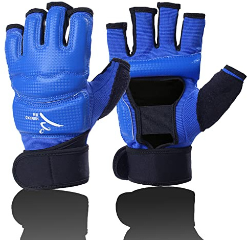 Kickboxing Sparring Gloves MMA Gloves Boxing Gloves for Men Women Kids Half Finger Punching Bag Gloves Fighting Gloves Taekwondo Gloves for Men Women Boxing Training Blue Medium