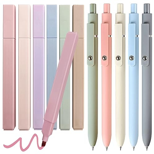 EVERTHJ Textmarker Pastell Set with Aesthetic gelstifte, No Bleed Dry Fast Highlighter Marker Pens and Schulsachen Aesthetic Stifte 0.5 Fine Point Schwarz for Bible School Supplies Office